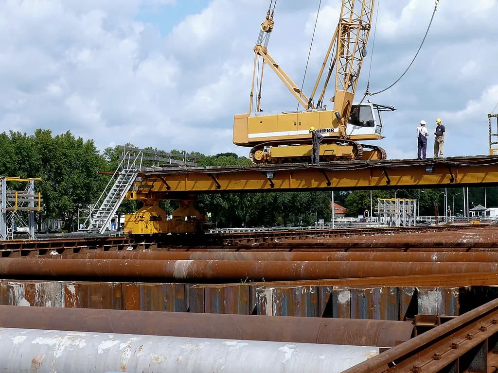Construction site with lifting equipment