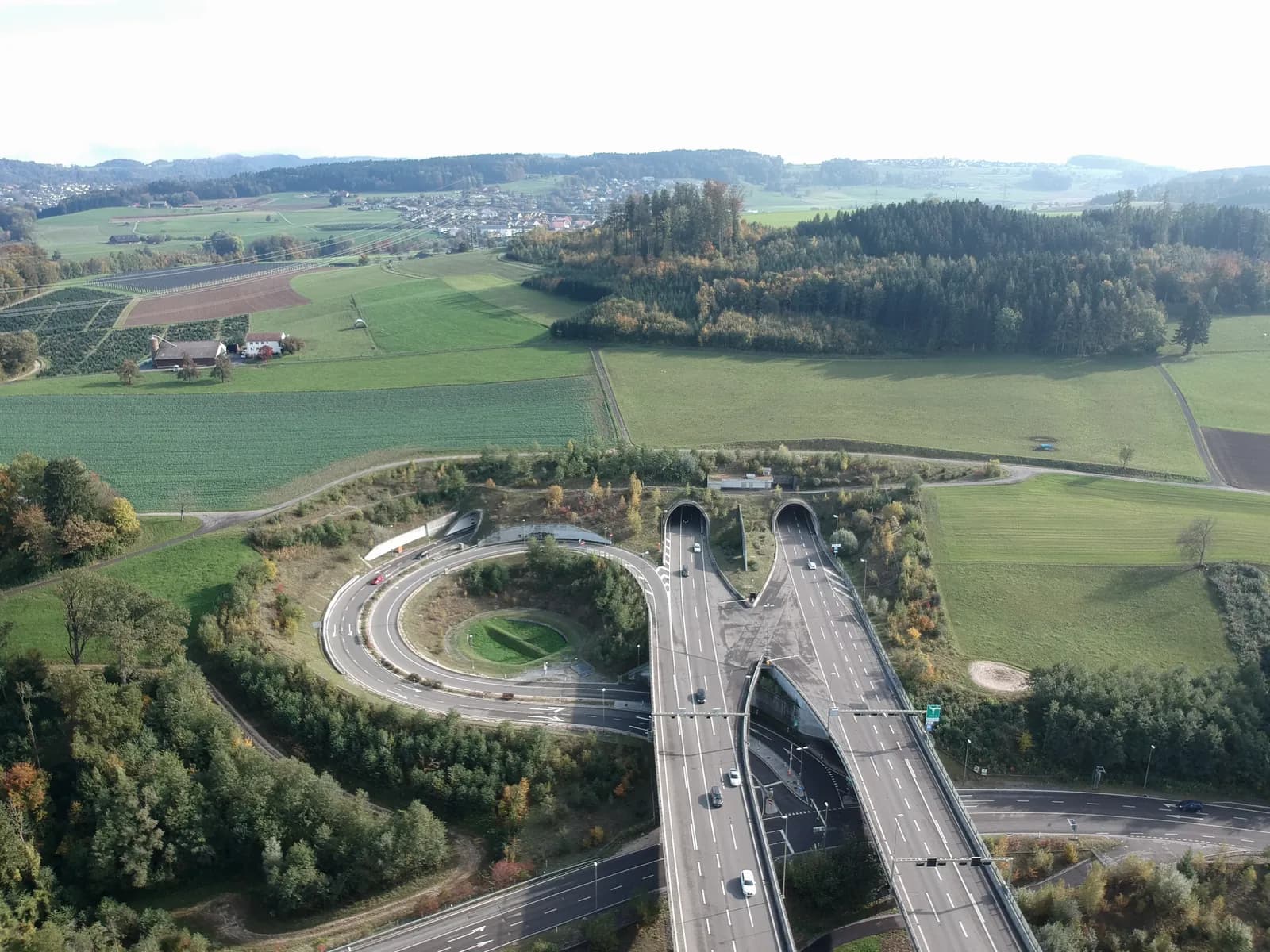 Highway leading into mountain tunnels